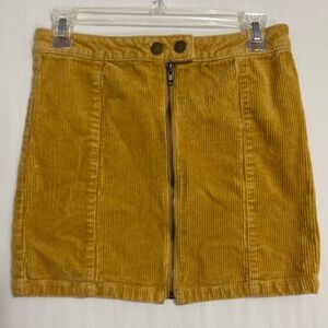 Blue‎ Spice Corduroy Mini Skirt Womens 5 Mustard Yellow Stretch Y2K Retro Zipper